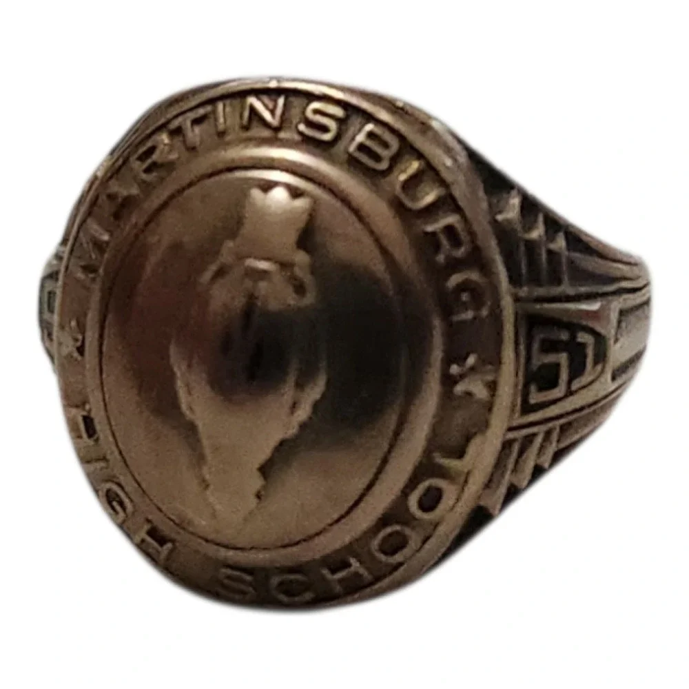 Vintage Josten 10K Gold Martinsburg High School 1951 Class Ring 6.8g‎ Size 7.25